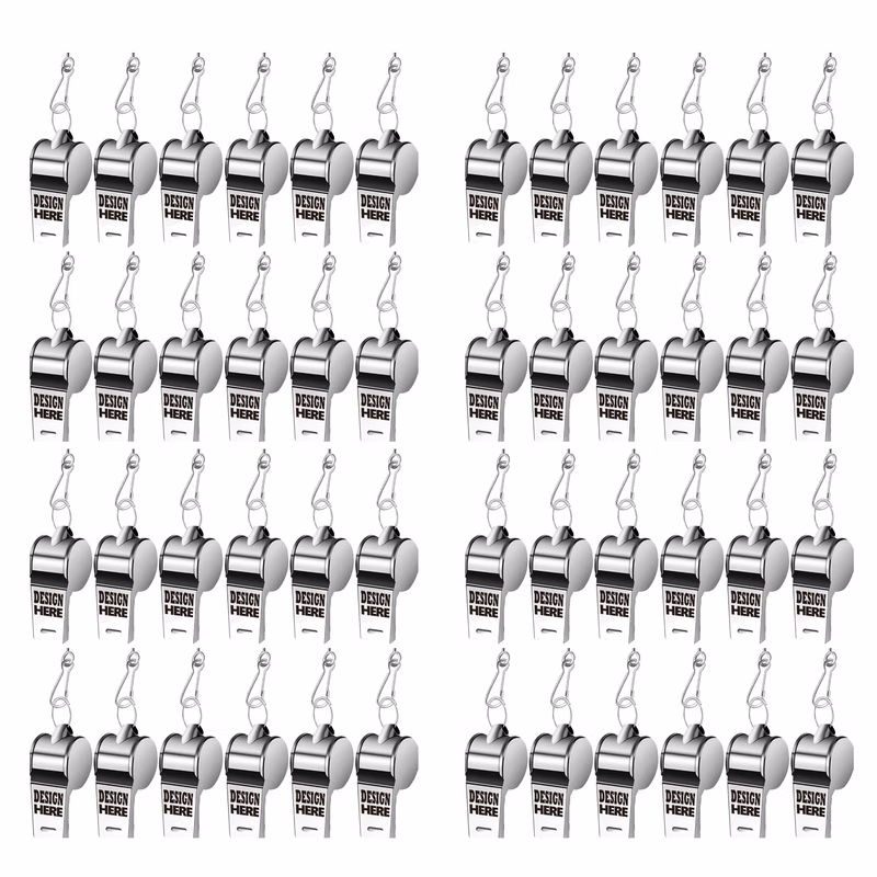 MOQ500 Stainless Steel Referee Whistle With Hanging Strap