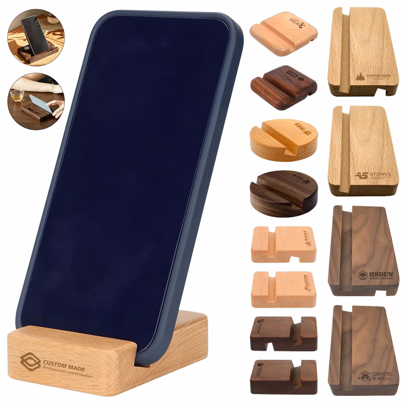 Natural Beech Wood Mobile Device Cradle