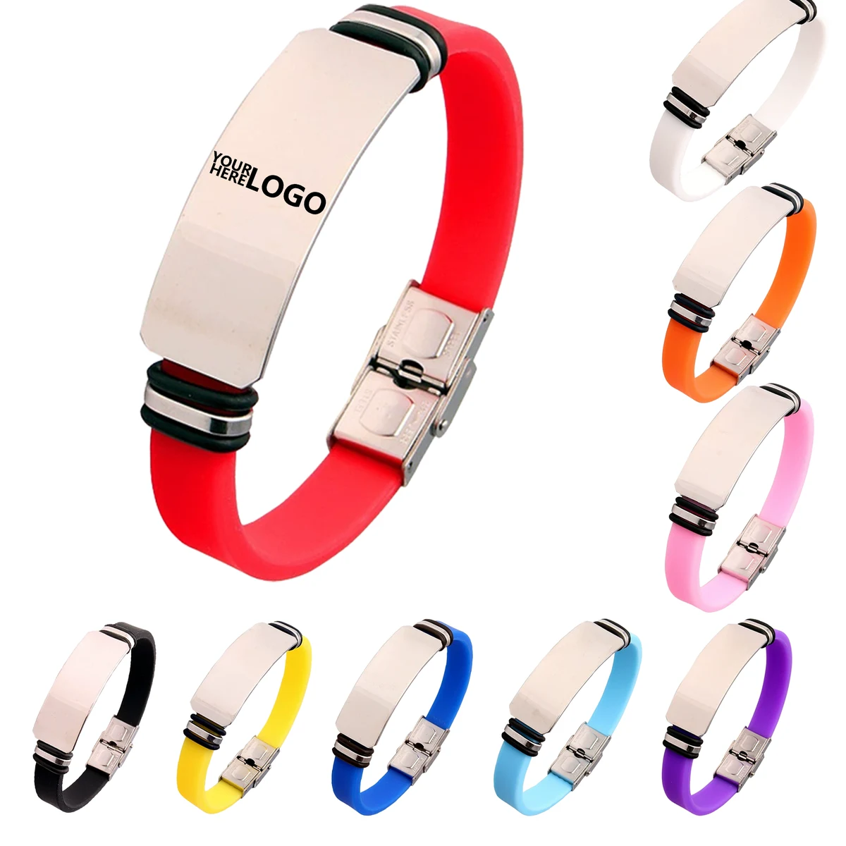 Stainless Steel Silicone Bracelet for Couples 1