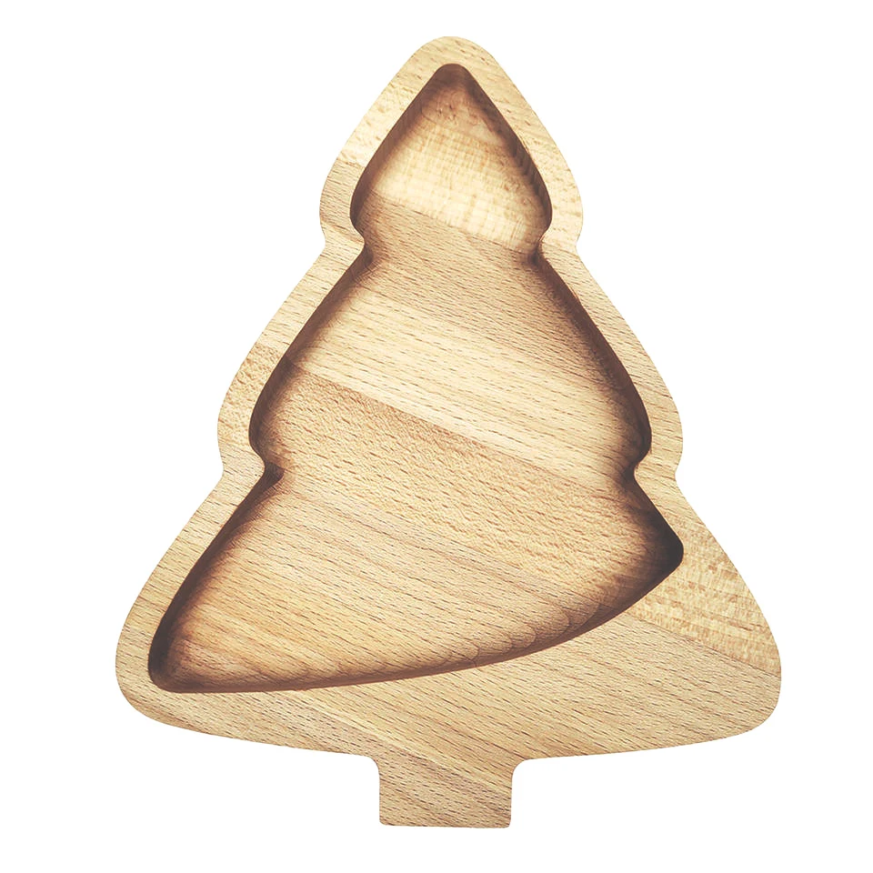 Bamboo/Wooden Christmas Tree Shaped Thick Tray 1