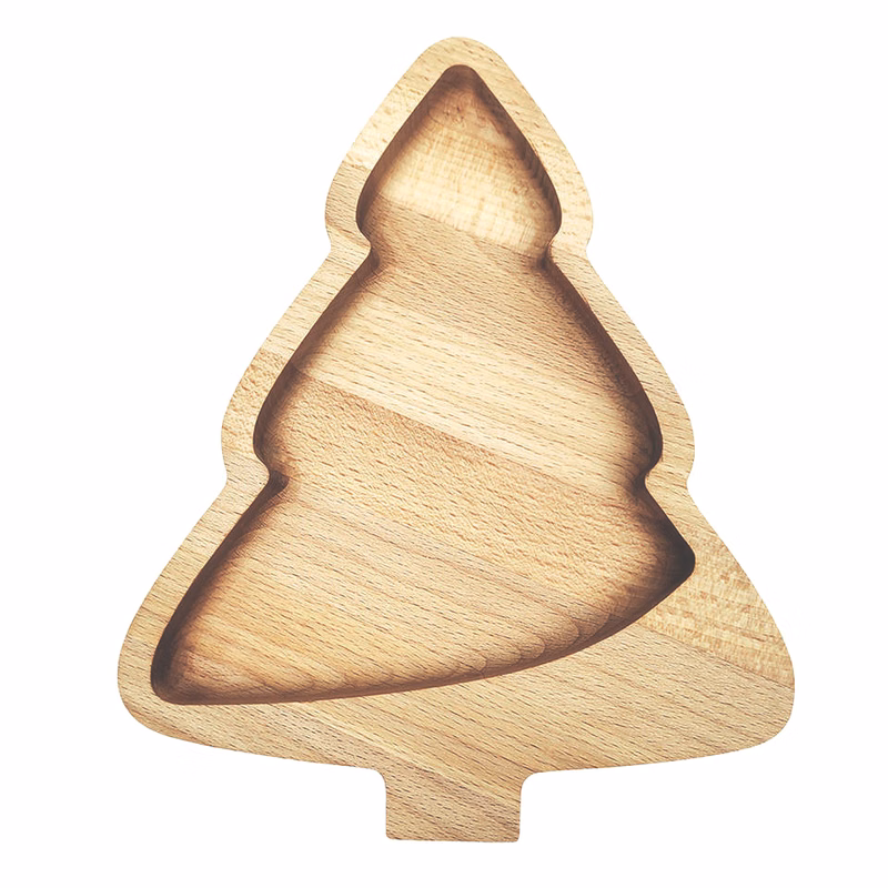 Bamboo/Wooden Christmas Tree Shaped Thick Tray
