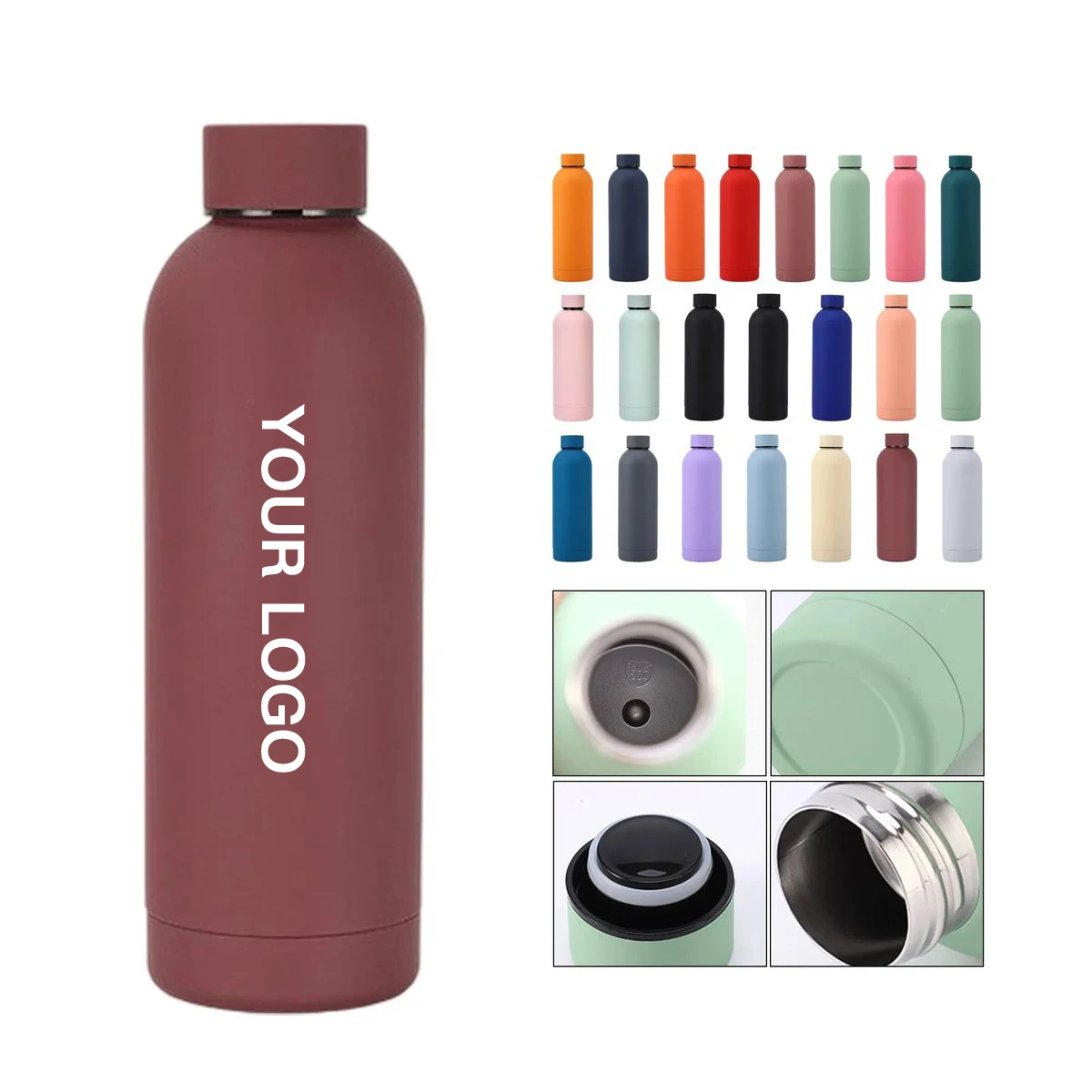 Double Wall Stainless Water Bottle with Straw Lid 1