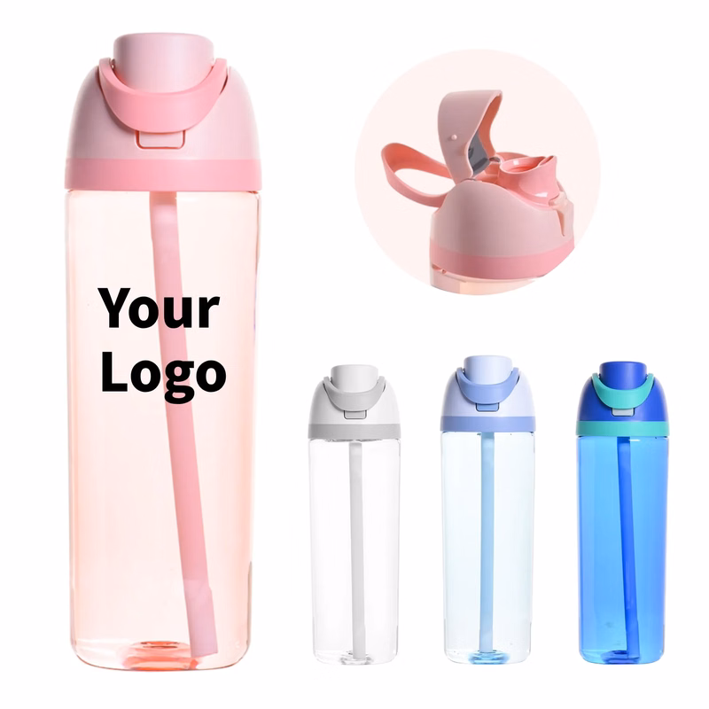 Colorful Transparent Plastic Water Bottles with Straw