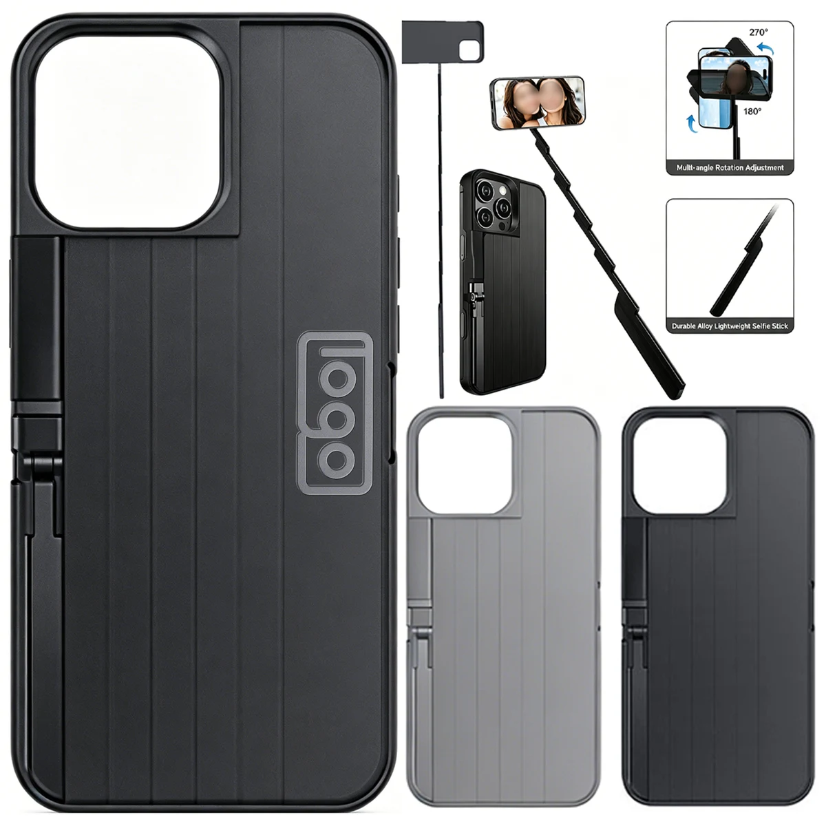 3-In-1 Aluminum Alloy Adjustable Selfie Stick Phone Case 1
