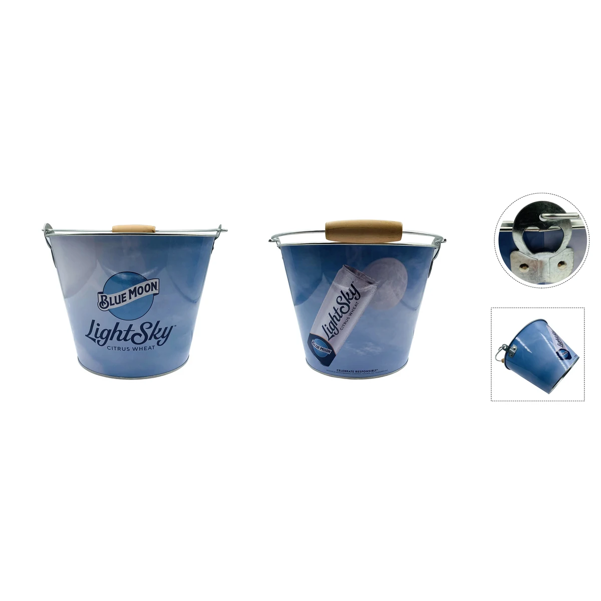 5 QT Galvanized Ice Bucket w/Bottle Opener 1
