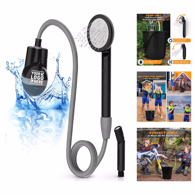 Portable Camp Shower with Rechargeable Battery and Included showerhead