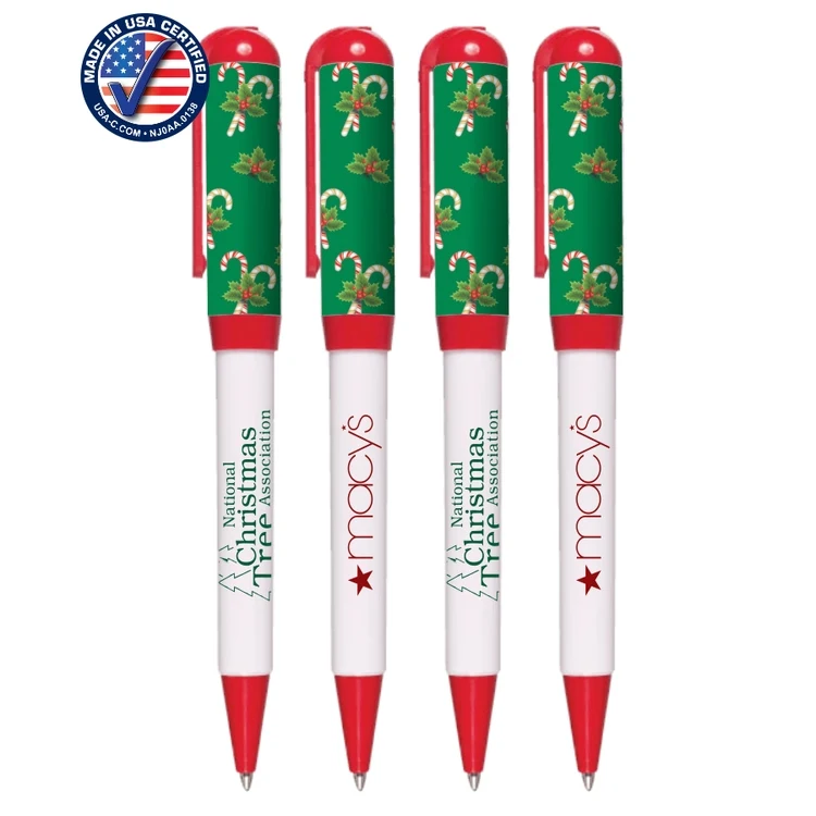 USA Made, Holiday Candy Cane Designed Twist Pen 1