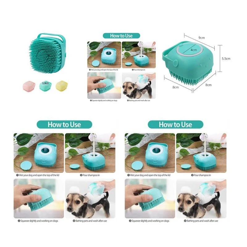 Silicone Dog Bath Brush Comb 1