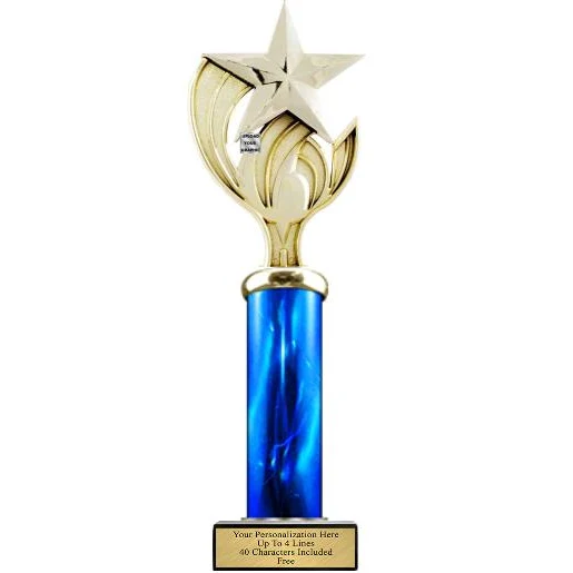 TROPH-EASE Trophy, 14" 1 column, Wood Base 1