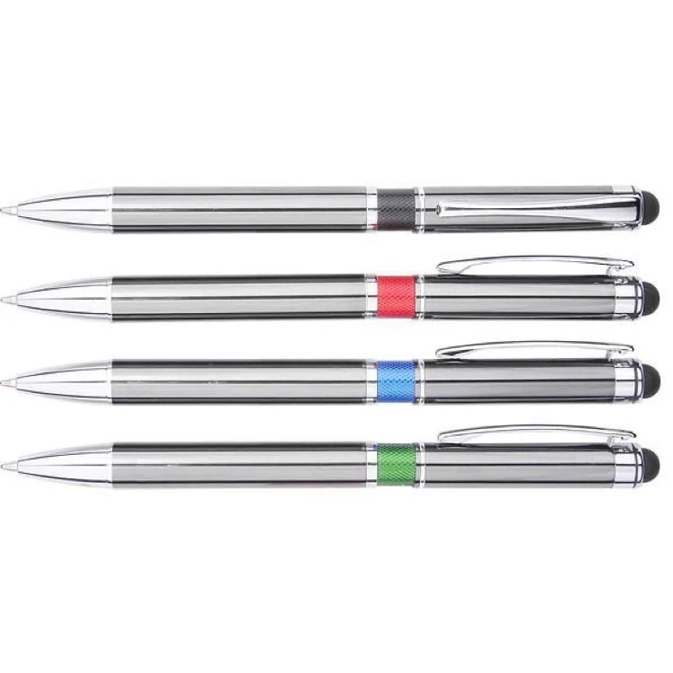 Metal Ballpoint Stylus Pen w/ Color Center Ring 1