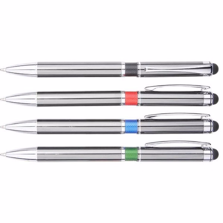 Metal Ballpoint Stylus Pen w/ Color Center Ring