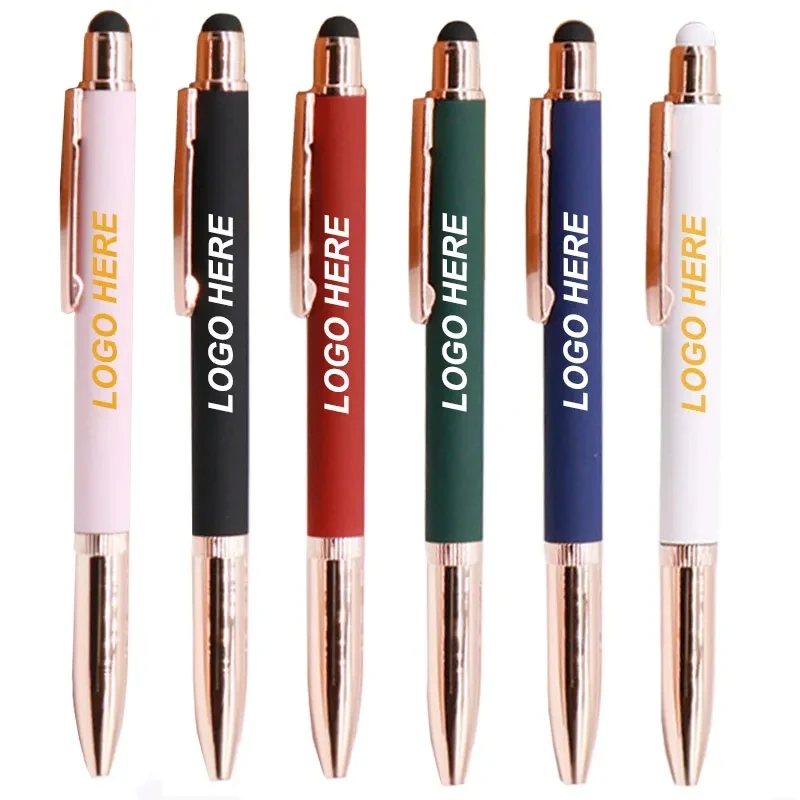 Promotional Softy Rose Gold Pen with Stylus 1