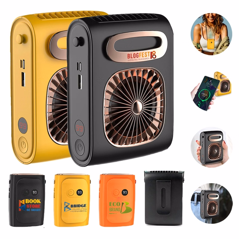 2 In 1 10000mAh USB Rechargeable Power Bank Luxury Waist Fan