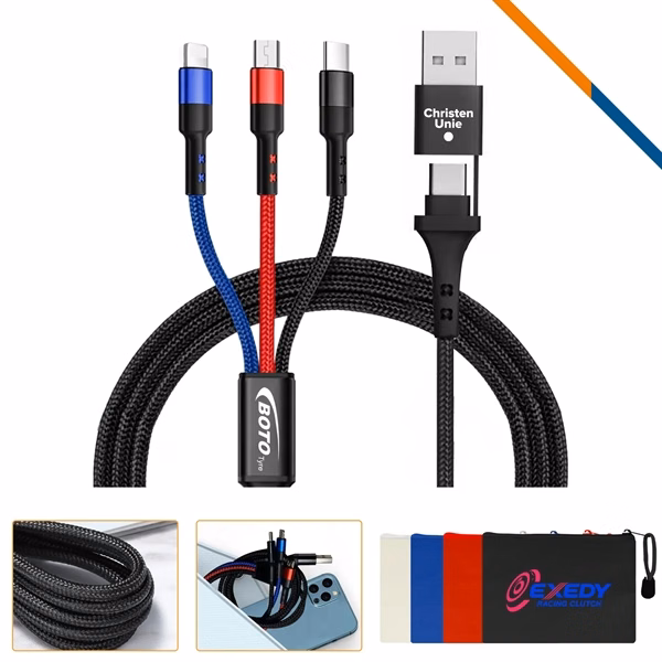 Custom Aluminum 5in1 60W Fast Charging Cable — Multi Device Promo Item
