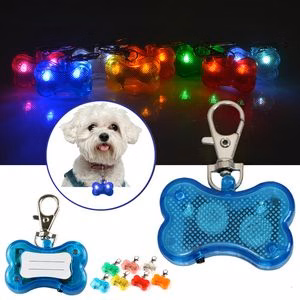Compact LED Pet Collar Light Bone Design