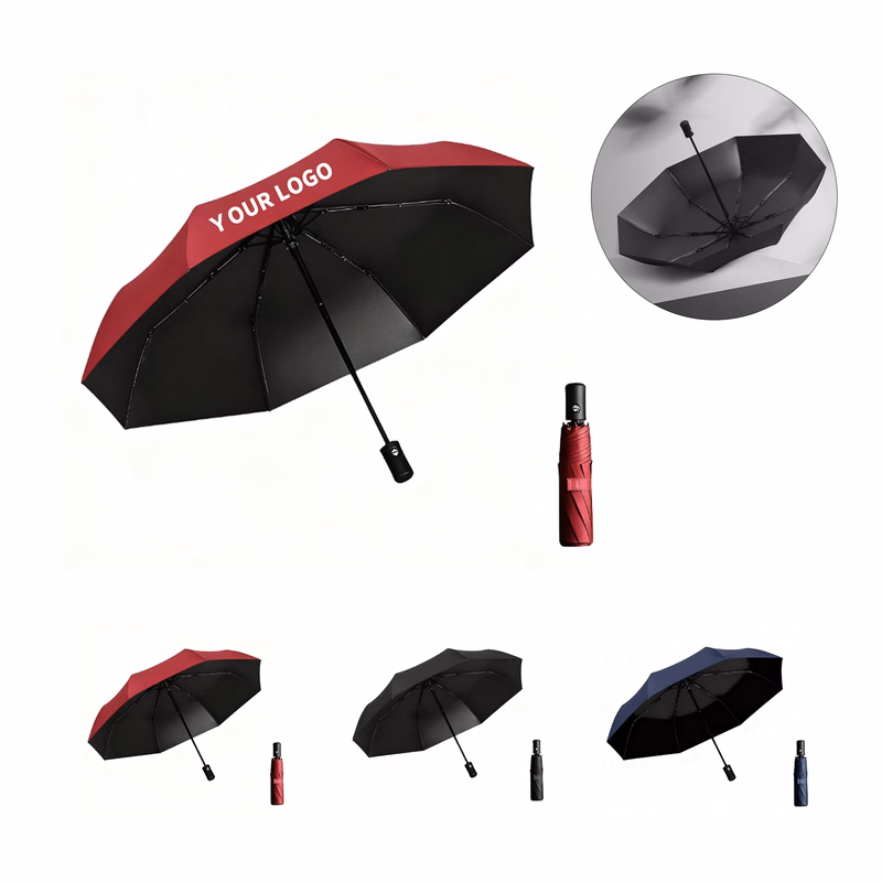 Automatic Folding Umbrella With Eight Fiberglass Ribs Dual Layer Canopy