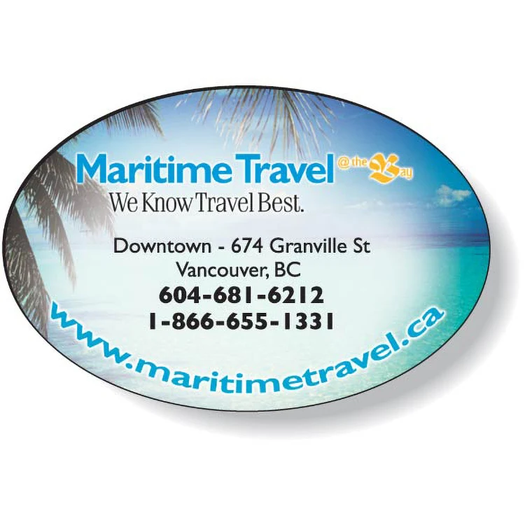 Stock Oval (2"x3") Magnet .020, High Res. Full Colour, White Vinyl Topcoat 1