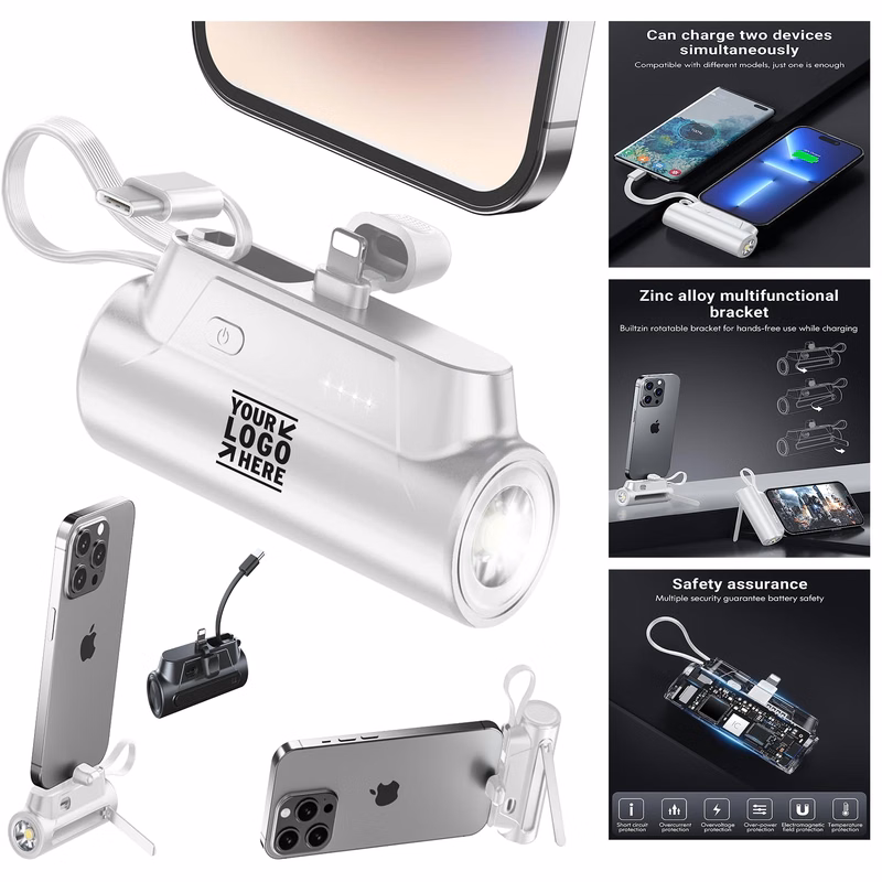 8000mAh Portable 5V3.1A Small Portable Cute Phone Fast Charger Power Bank with Flashlight