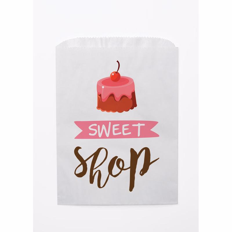 Full Color White Food Safe Paper Bags (5.75" x 7.5")