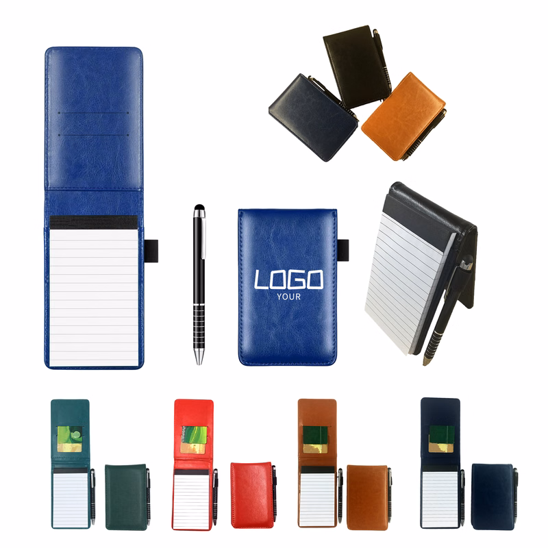 Mini PU Leather Note Pad with Pen
