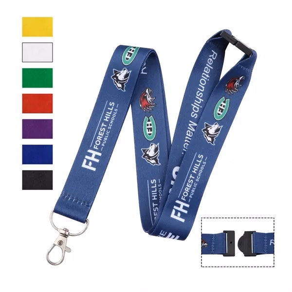 Custom 36" x 1" Polyester Breakaway Safety Lanyard with Metal Lobster Claw — Office ID