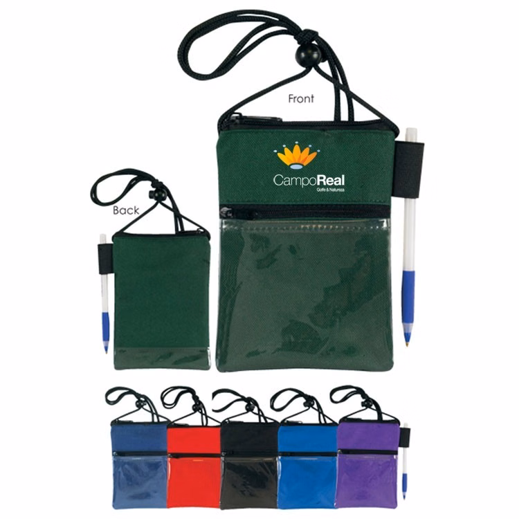 600 Denier Polyester Dual Zipper Pocket Badge Holder