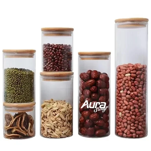 Custom 28 oz Cylindrical Glass Storage Jar with Airtight Bamboo Lid — Eco Conscious Gift 1