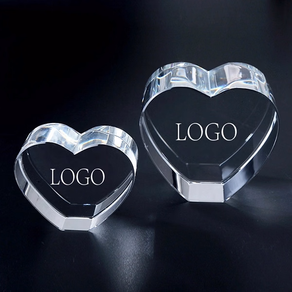 Crystal heart shaped awards