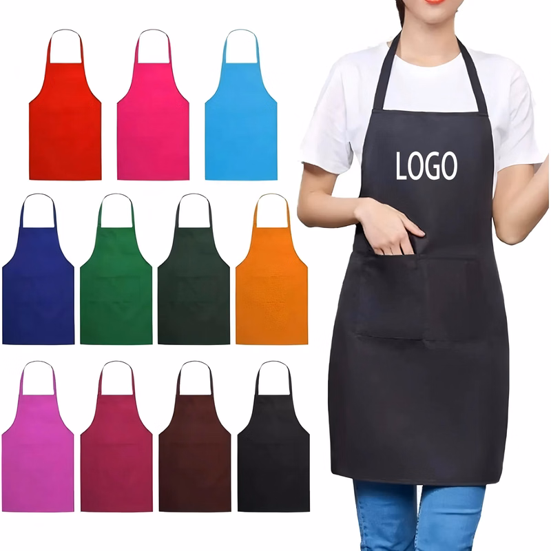 Polyester Bib Apron with 3 Pockets