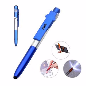 4 In 1 Ballpoint Plastic Pen With Phone Stand Stylus And LED Light