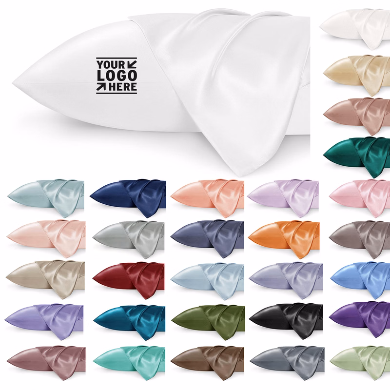 Women Men Gift 2 Set 20x26 Inches Satin Silky Pillowcase with Envelope Closure