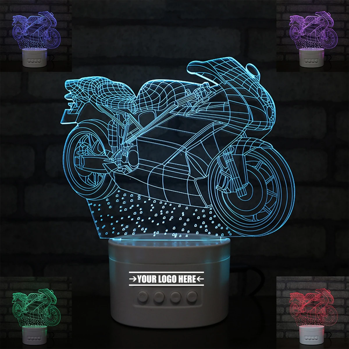 Customizable Pattern 3D Acrylic Night Light With Bluetooth Speaker 1