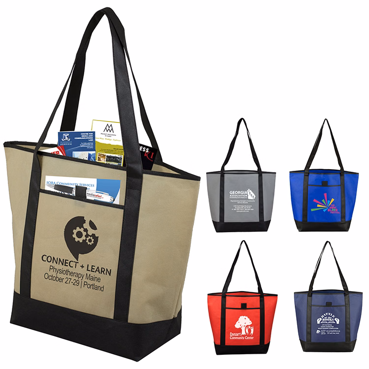 17-1/2"W x 13-1/2"H x 6"Gusset - "The CITY" Convention, Corporate, Travel and Beach Tote Bag