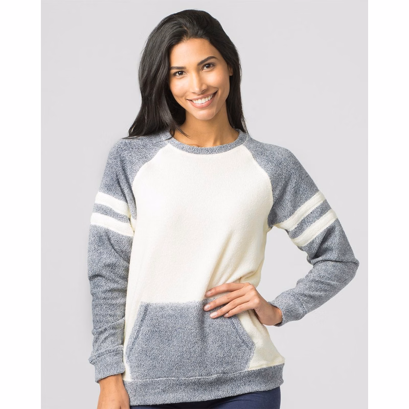 Women's Cozy Contrast Fleece Crewneck Pullover - L04