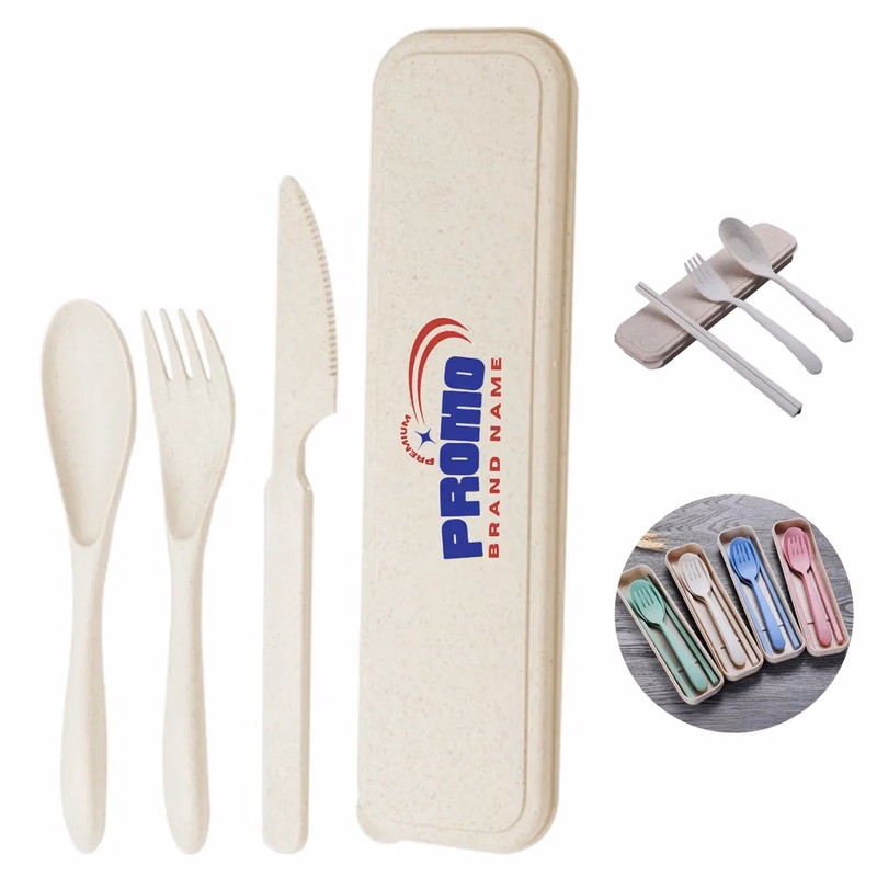 Travel Portable Anti-Crushed Wheat Cutlery Three-Piece Set