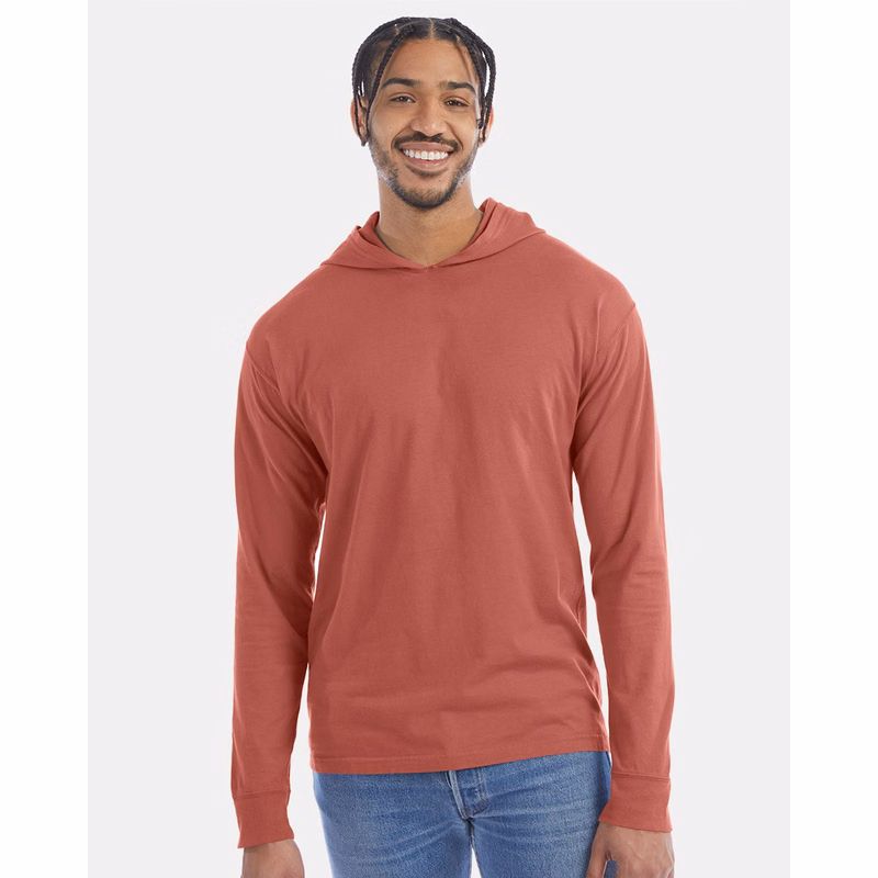 Unisex Garment-Dyed Jersey Hooded Long Sleeve T-Shirt - GDH280