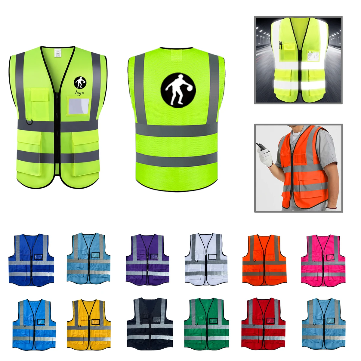MOQ50 Reflective Safety Vest with Multiple Pockets 1