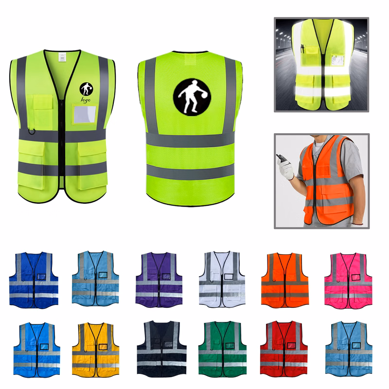 MOQ50 Reflective Safety Vest with Multiple Pockets