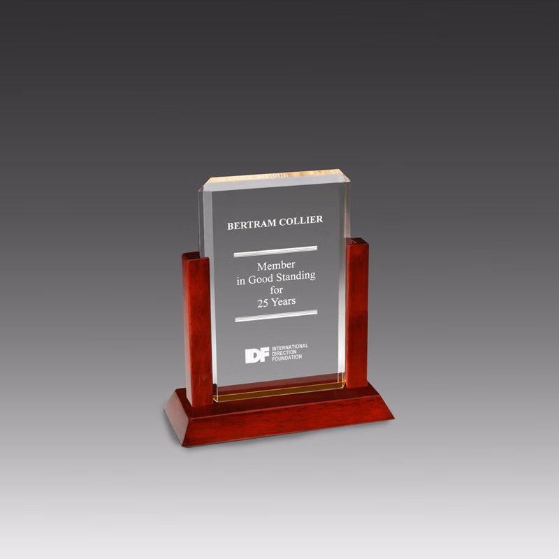 Golden Rosewood Award w/Gold Mirror Reflective Bottom (6"x8"x3-1/8")