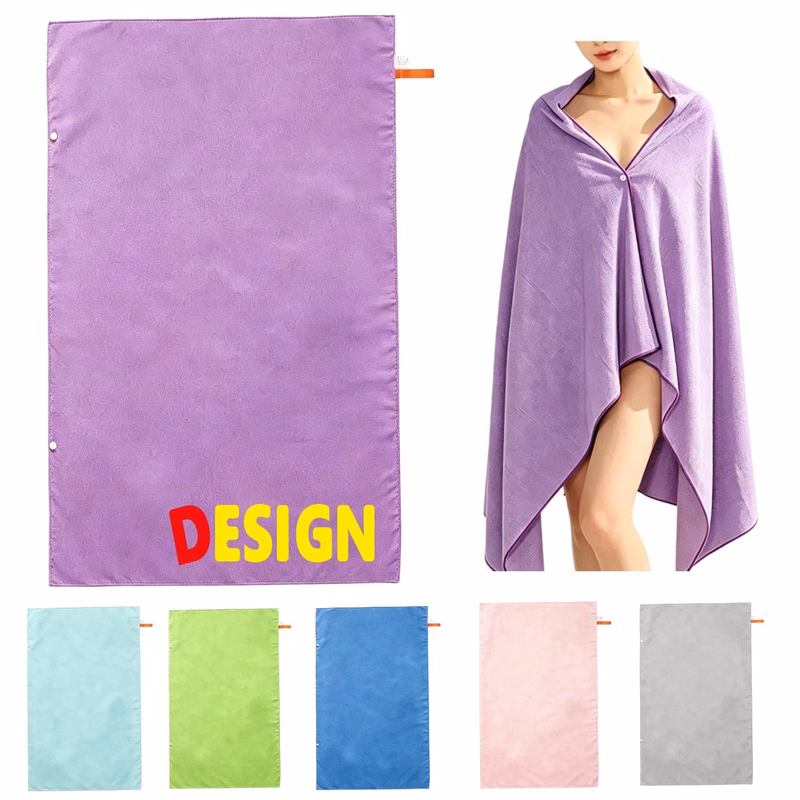 52 X 31.5 In Snap Button Microfiber Wrap Sports Beach Towel