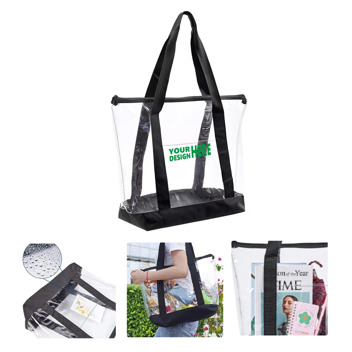 MOQ 50 Transparent PVC Tote Bag Large Capacity Travel Beach Bag 1