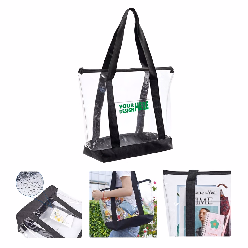 MOQ 50 Transparent PVC Tote Bag Large Capacity Travel Beach Bag