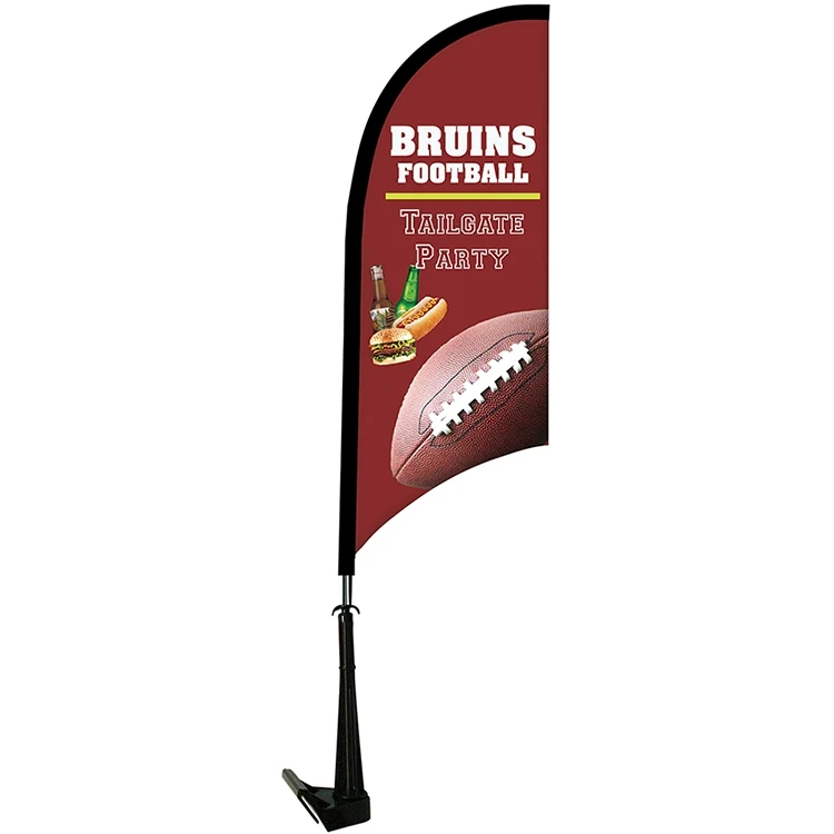 Single Reverse Portable Half Drop Car Flag - Non-Adjustable Base 1
