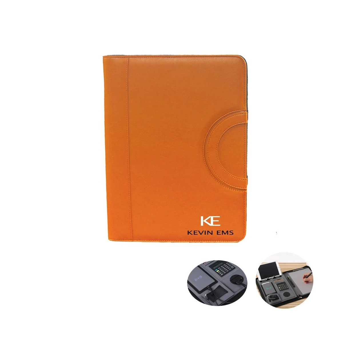 A4 Leather Zipper Wireless Charging Treasure Mobile Power Portable Folder 1