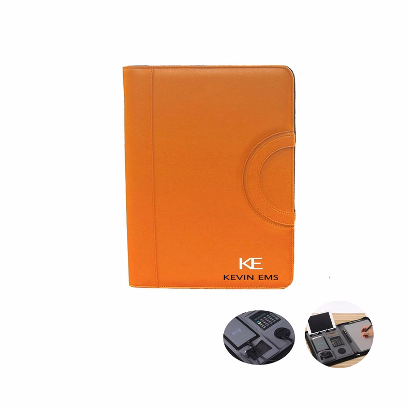 A4 Leather Zipper Wireless Charging Treasure Mobile Power Portable Folder