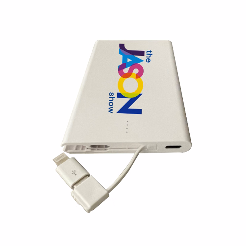 Slim Power Bank with Built-in Cable - 2500 mAh