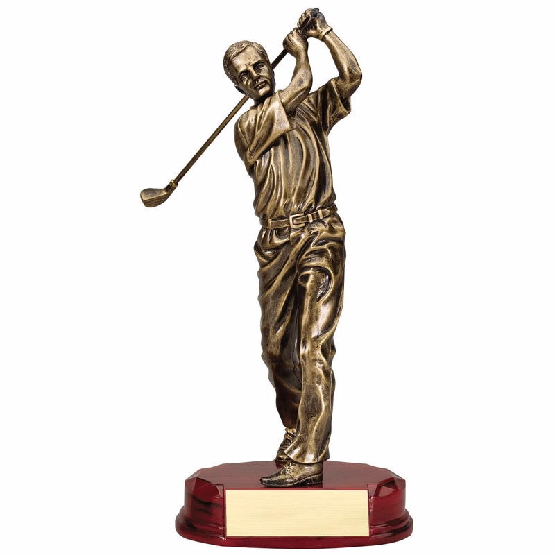 Antique Bronze Male Golfer, Driver Resin