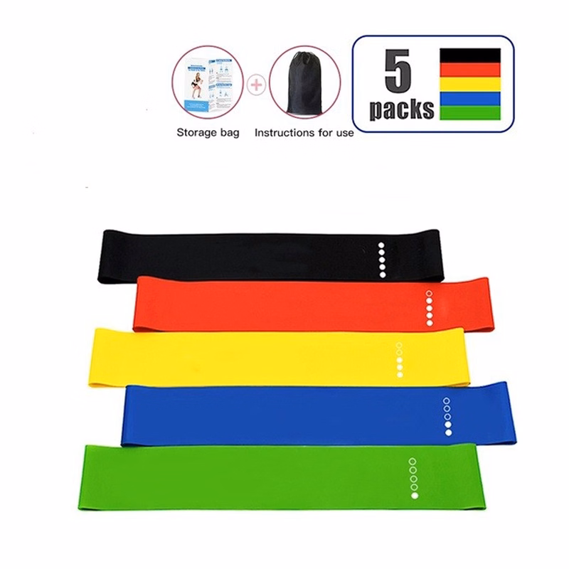 5 in 1 Exercise Loop TPE Elastic Resistance Band Set