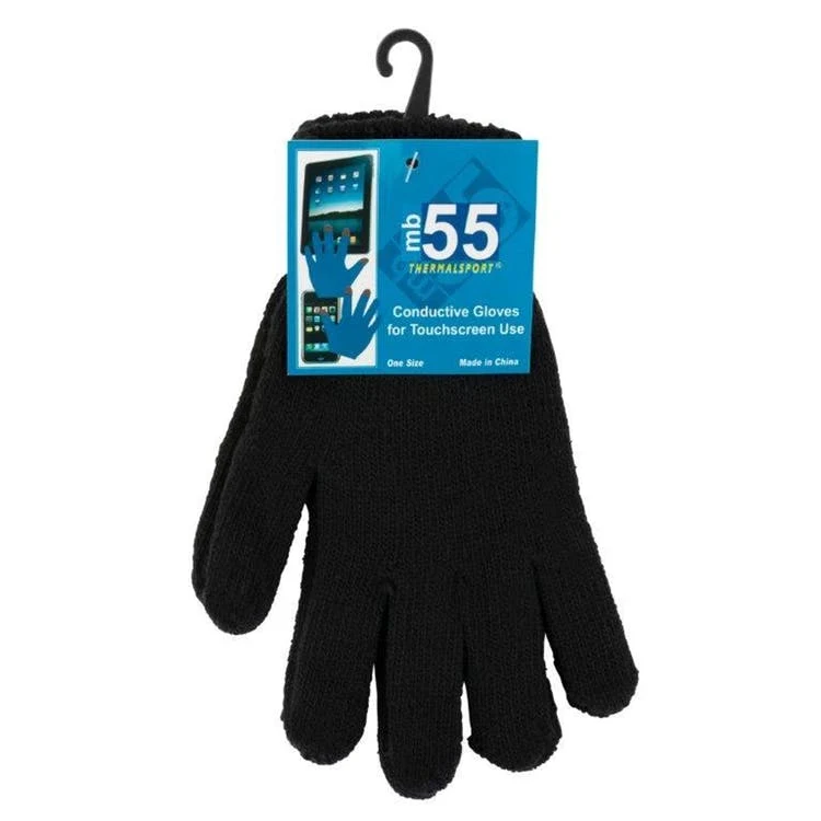 Men's Knit Texting Gloves - Black 1