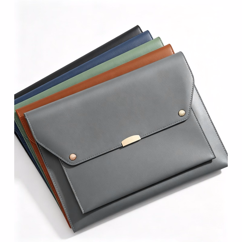 PU Leather Snap Closure Document Bag